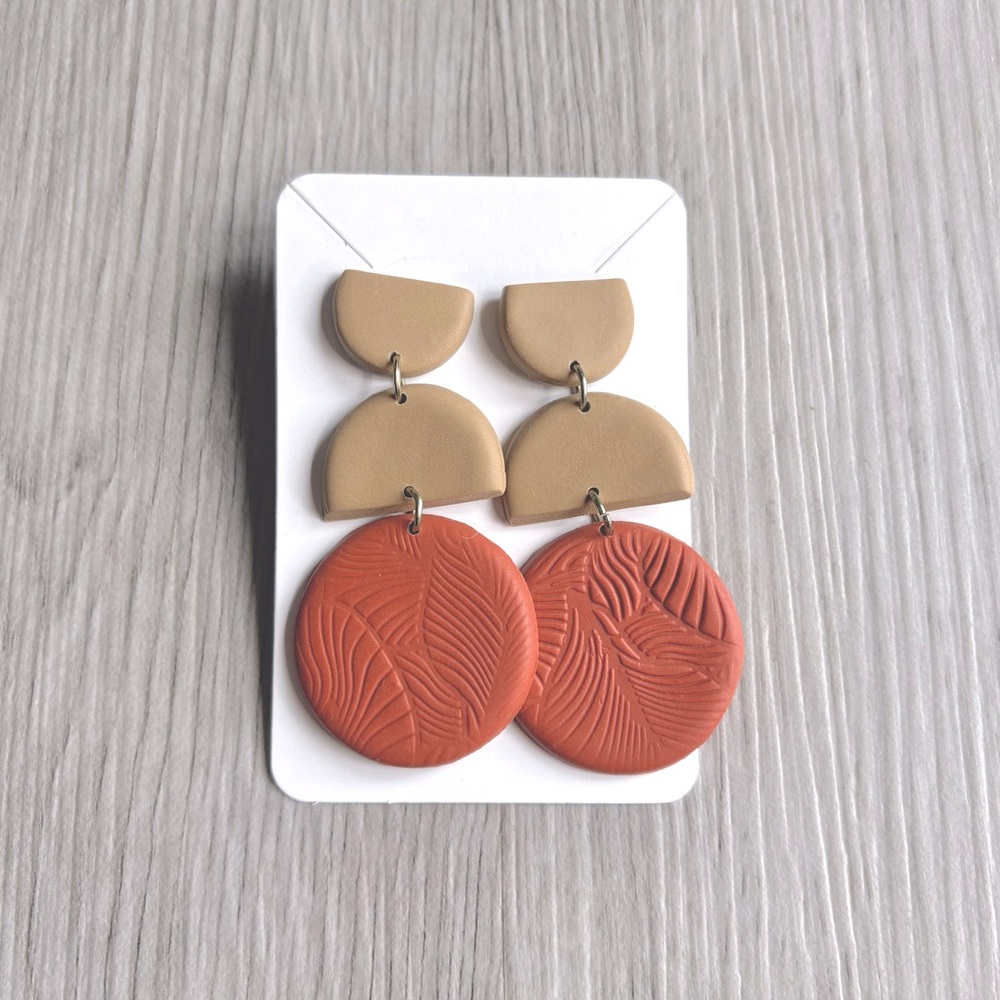 Tan/Orange Clay Earrings